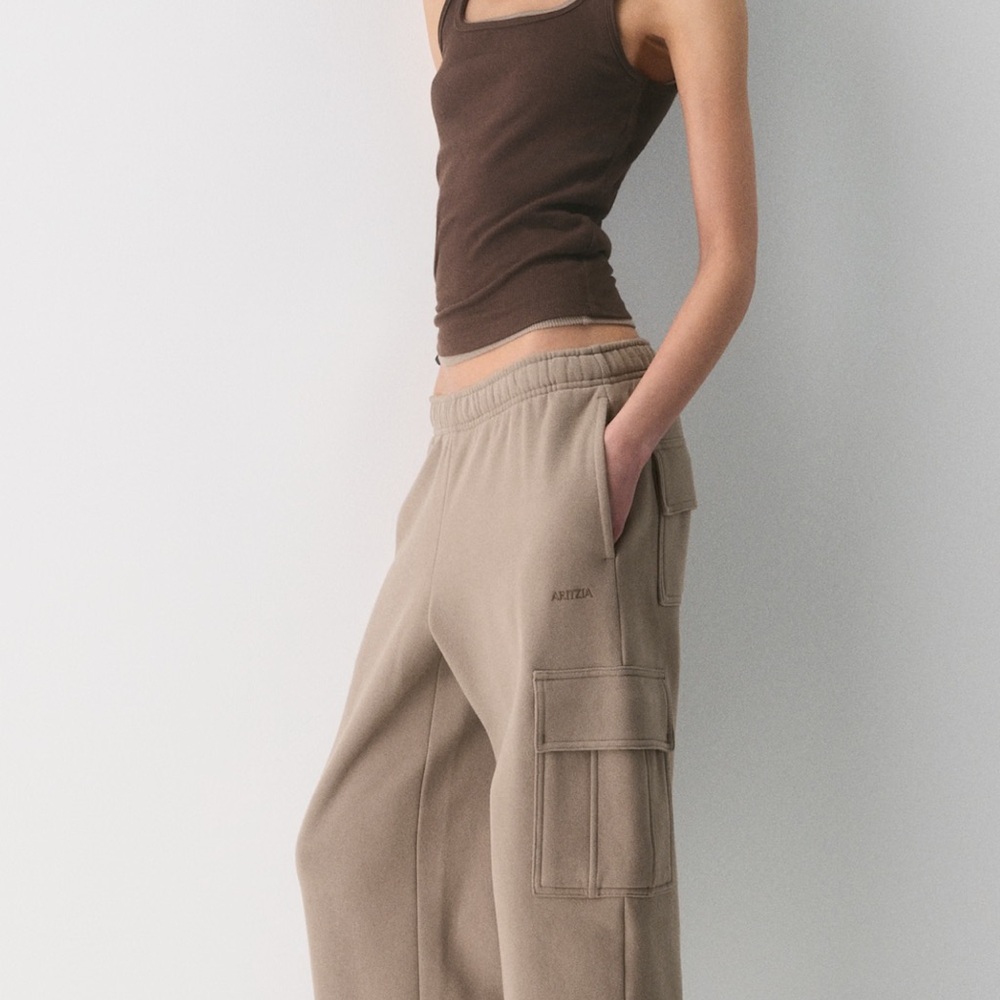 Aritzia Sweatfleece Cozy Fleece cargo Sweatpants in Sage Green
